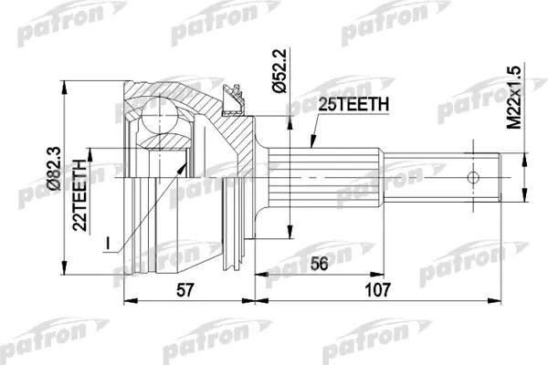 

ШРУС наружн к-кт 25x52.2x22 NISSAN: SUNNY 1.3-1.7 9.86-12.90 PATRON PCV1087