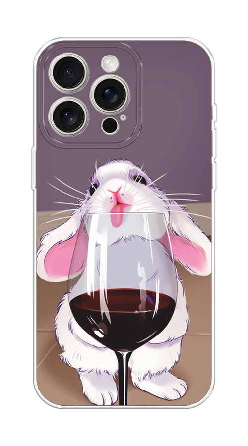 

Чехол на Apple iPhone 15 Pro Max "Кролик с бокалом", Белый;розовый;красный, 15850-1