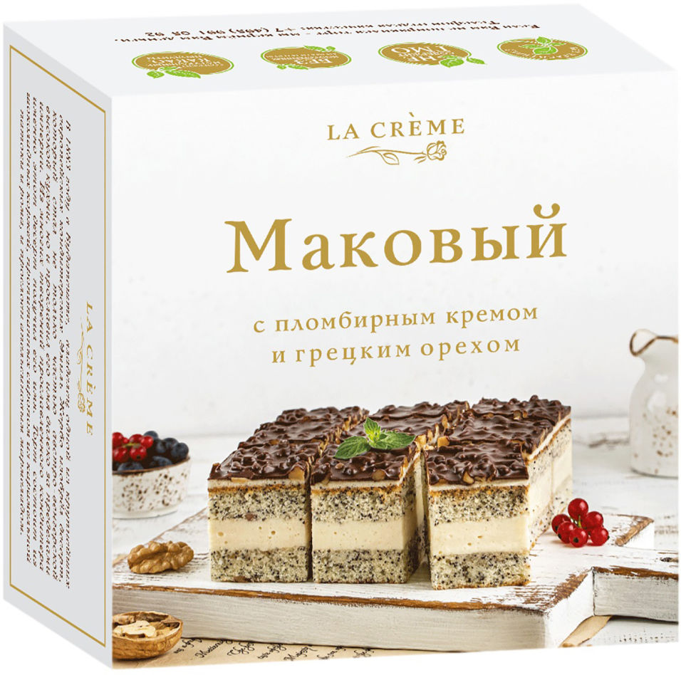 

Торт La Creme Маковый с пломбирным кремом 200г