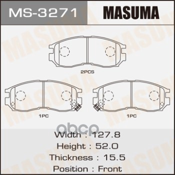 

Колодки пер.MITSUBISHI GALANT,COLT,ECLIPSE 88-00 1шт MASUMA MS3271