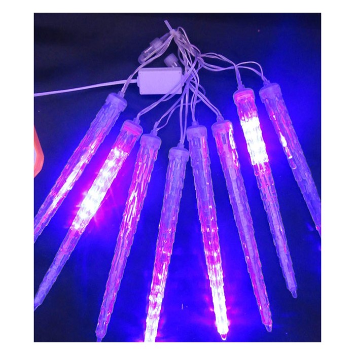 Shantou Сосульки, L 28 см, светодиодная, 8 ламп, 8 режимов, синий свет