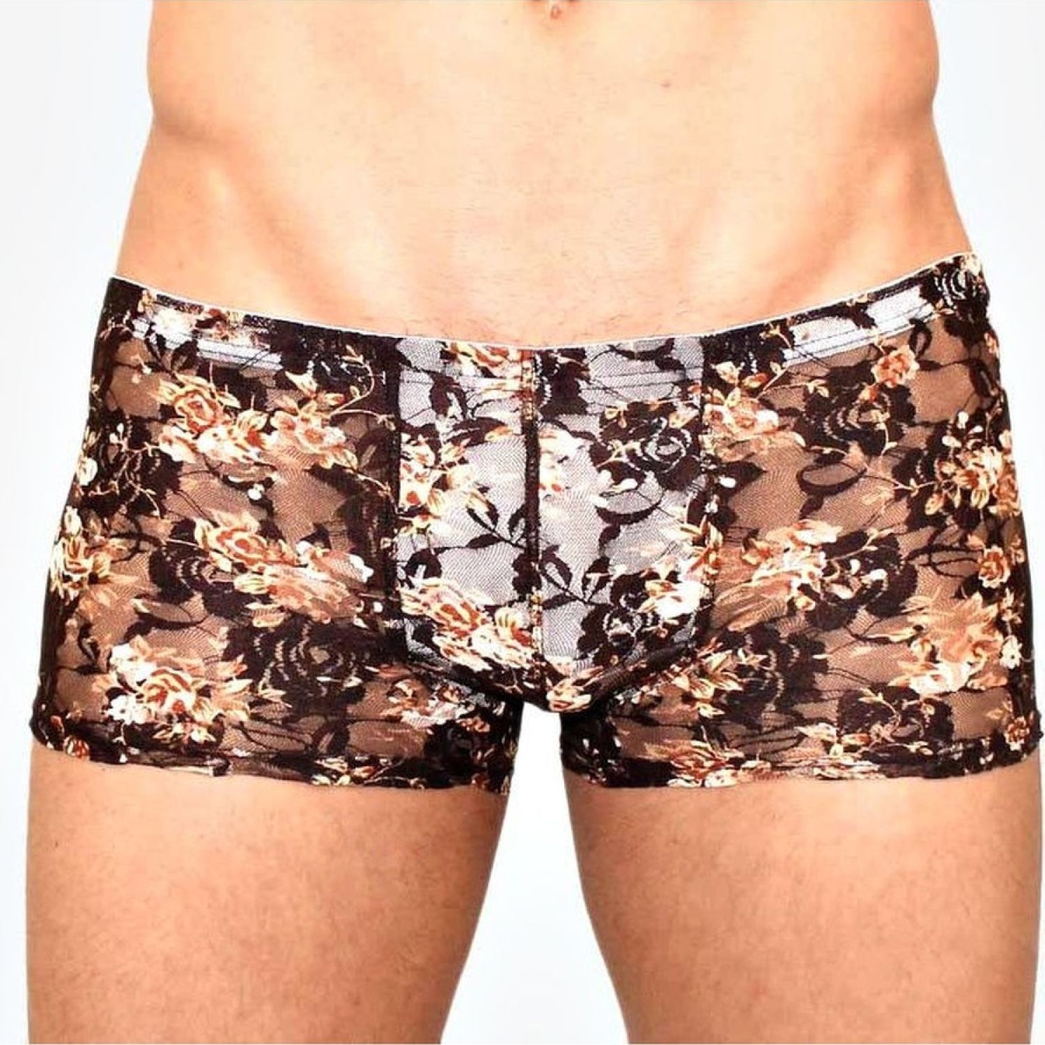 

Мужские сетчатые боксеры с бежевыми розами Rose Boxer  черный