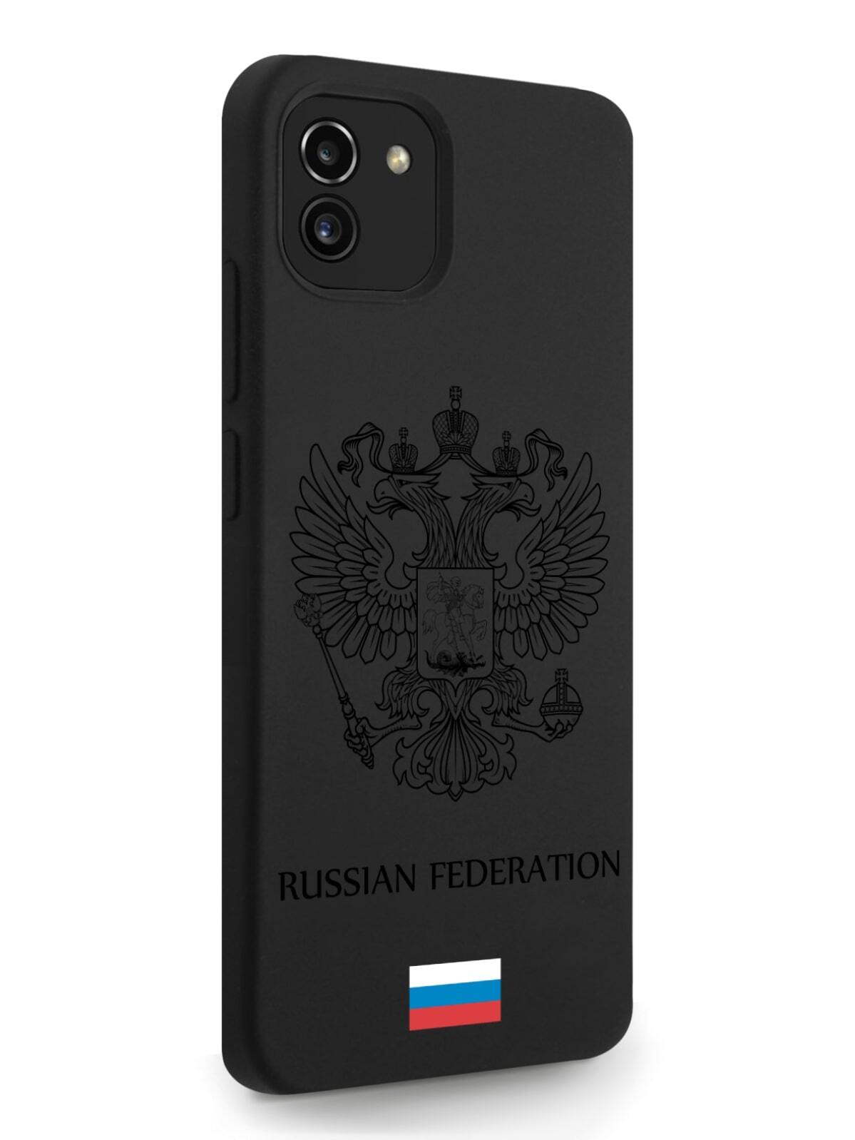 фото Чехол musthavecase для samsung galaxy a03 черный лаковый герб россия черный