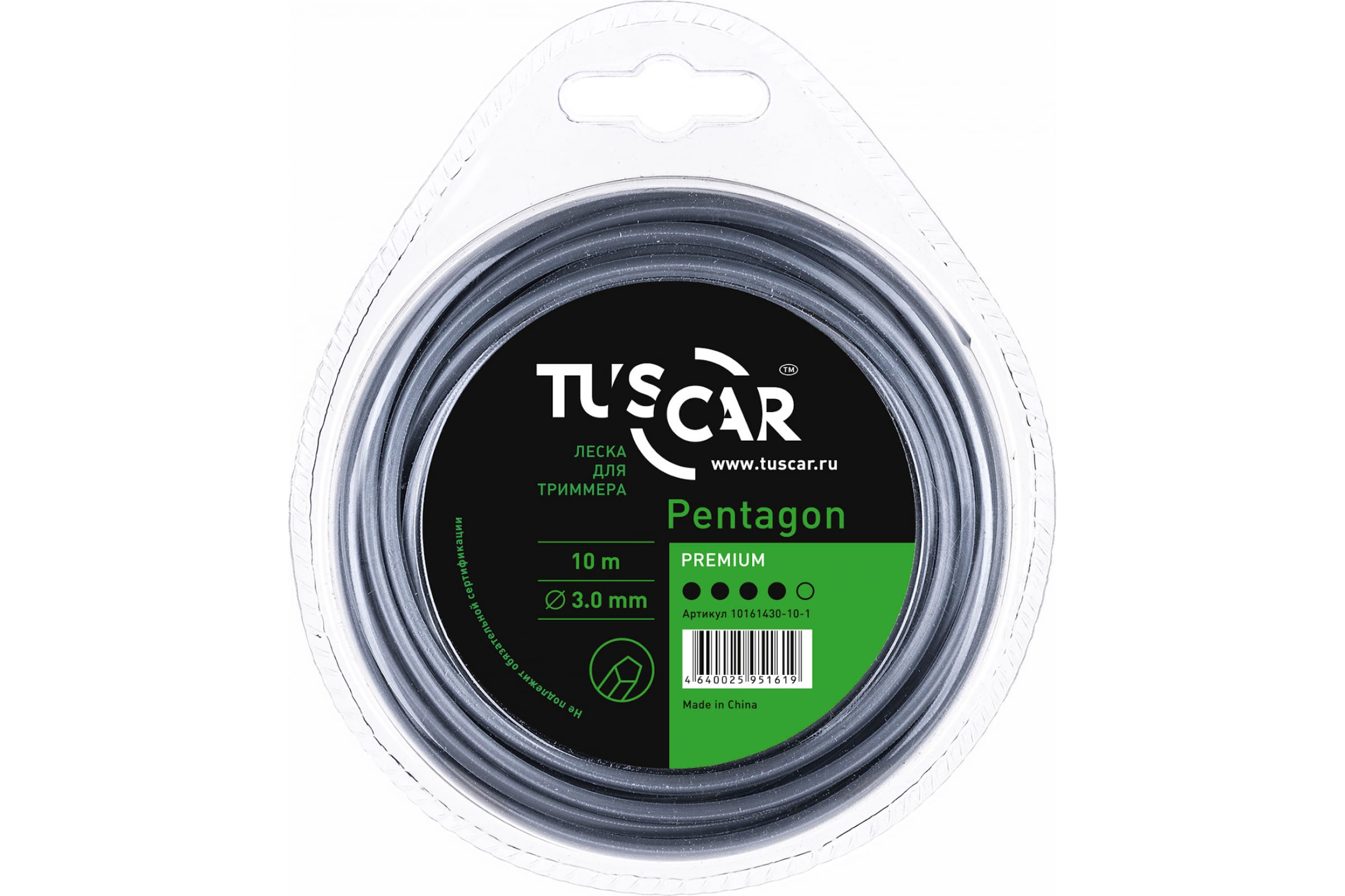 

TUSCAR Леска для триммера Pentagon, Premium, 3.0mmx10m 10161430-10-1, Серый