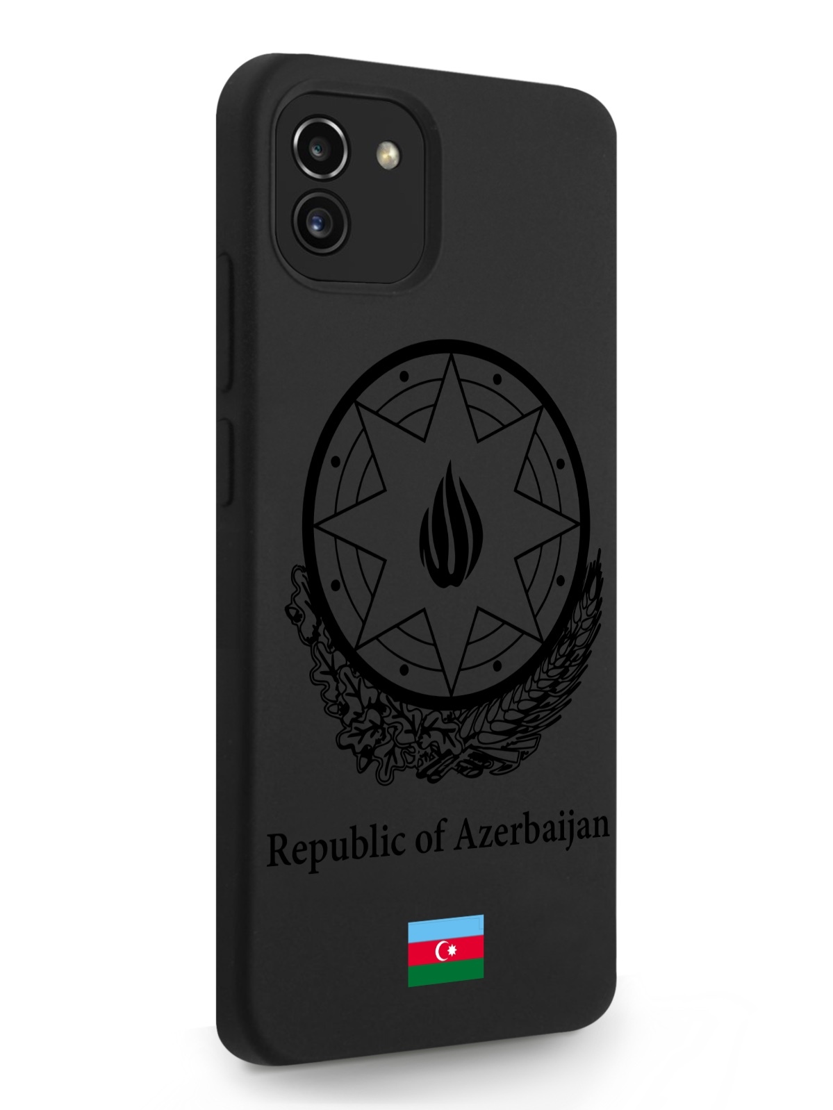фото Чехол signumcase для samsung galaxy a03 черный лаковый герб азербайджана черный