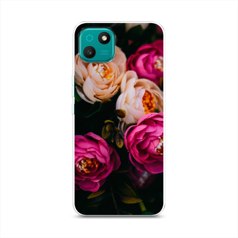

Чехол Awog на Wiko T10 "Розовые пионы на черном", Разноцветный