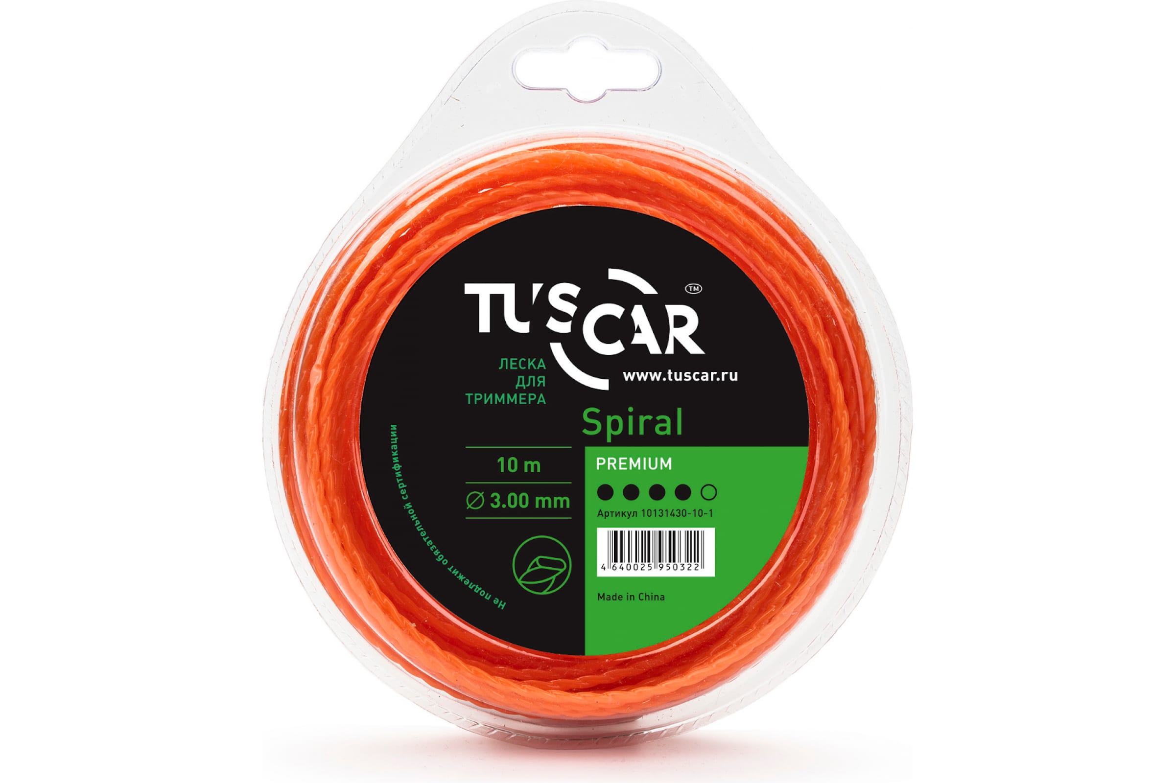 фото Tuscar леска для триммера spiral, premium, 3.0mmx10m 10131430-10-1