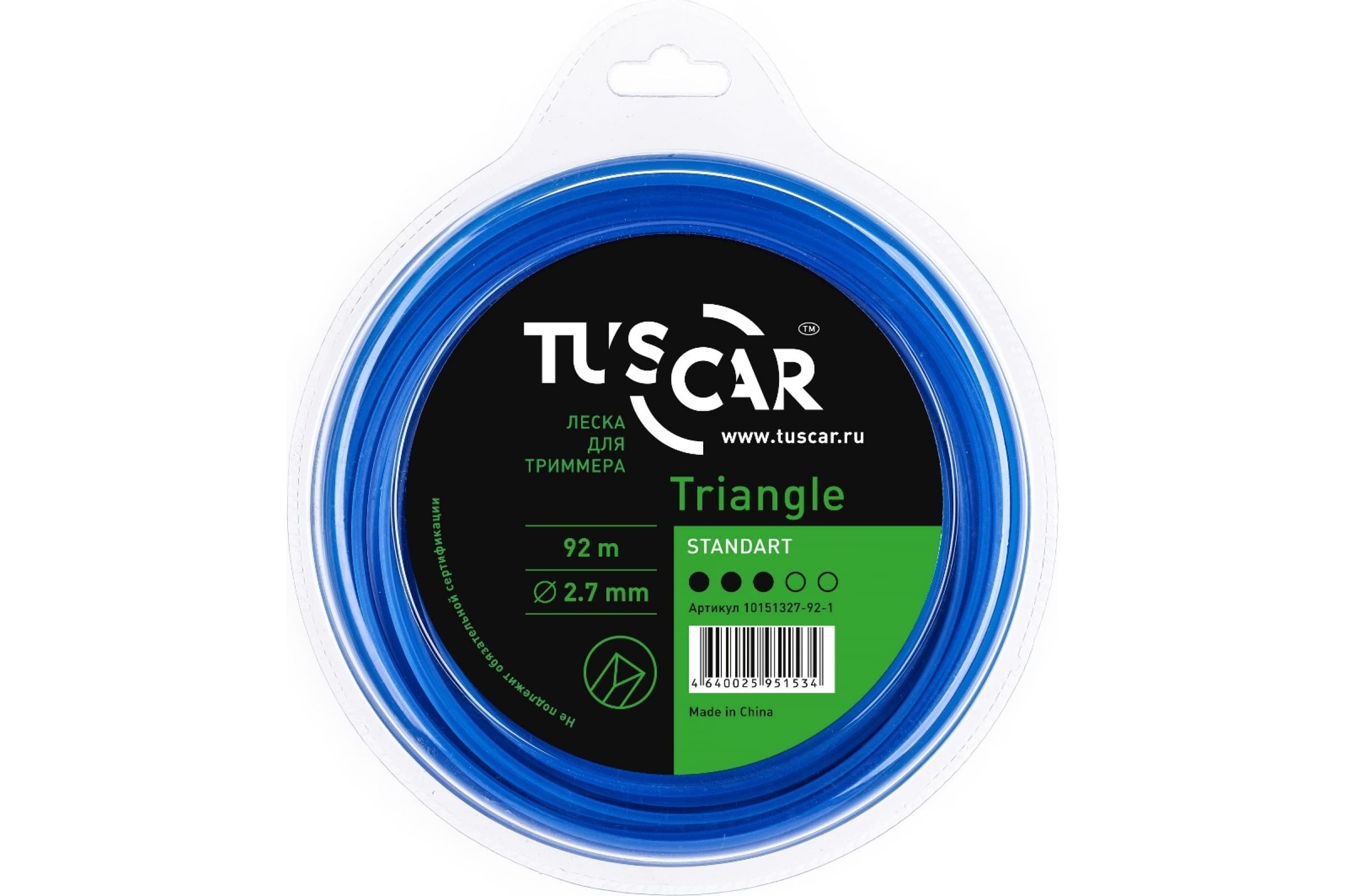 фото Tuscar леска для триммера triangle, standart, 2.7mmx92m 10151327-92-1