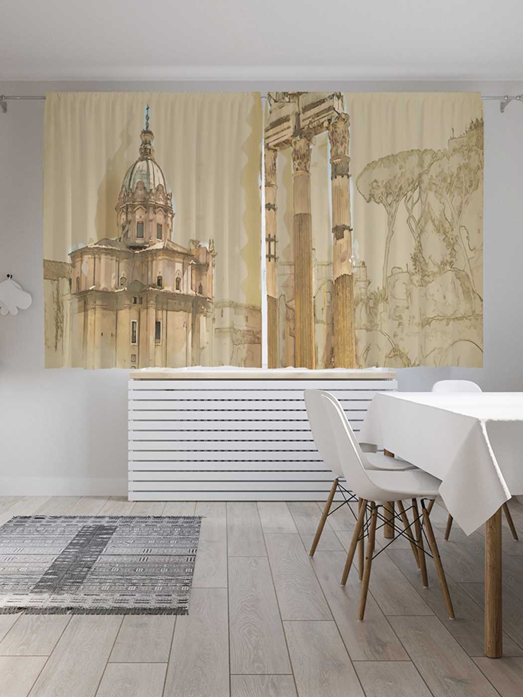 фото Шторы joyarty с фотопечатью "архитектурное видение" из сатена, 290х180 см
