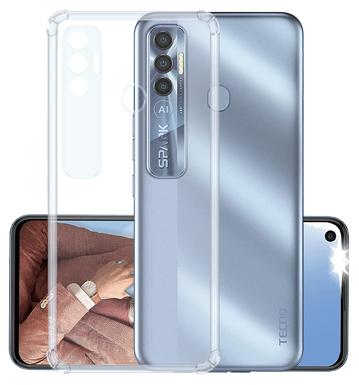 

Чехол задняя-панель-накладка-бампер MyPads Tocco для Tecno Spark 7 Pro с усиленной защитой, Прозрачный