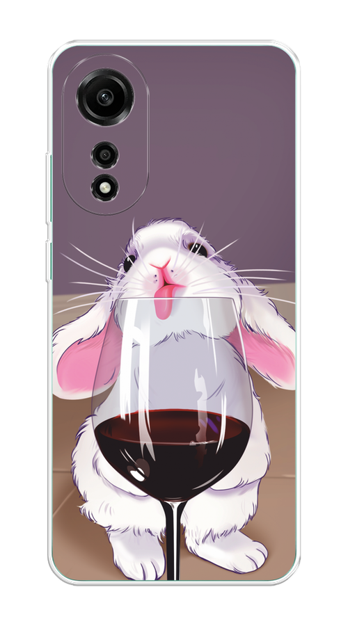 

Чехол на Oppo A78 4G "Кролик с бокалом", Белый;розовый;красный, 2514750-1