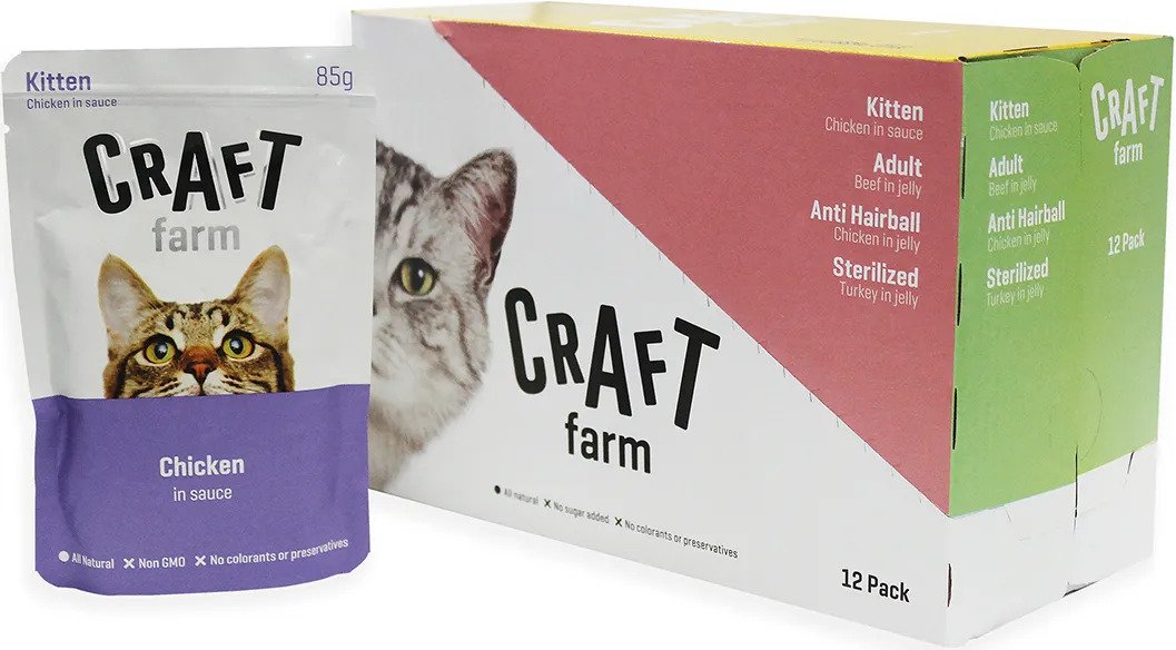 фото Влажный корм для котят craft farm kitten, курица, 85г, 12шт