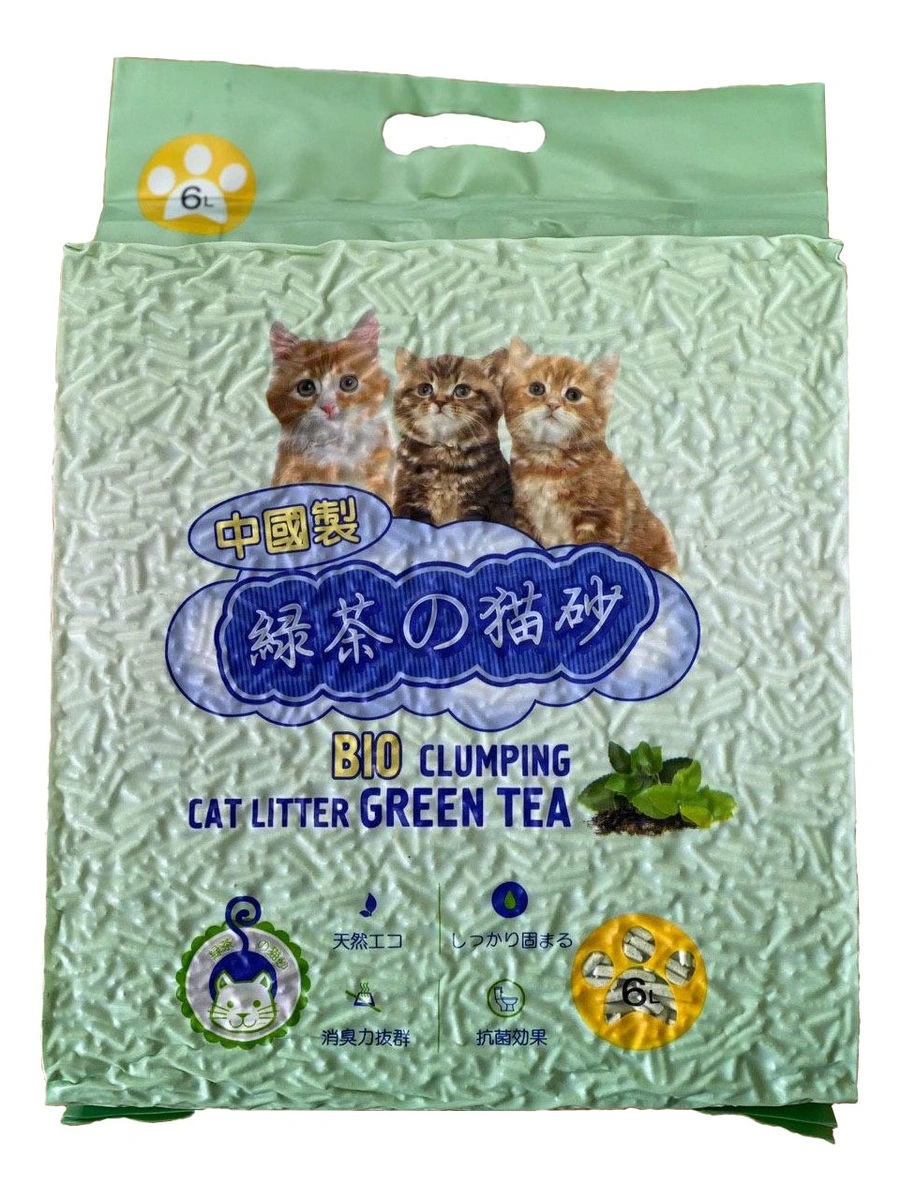 Комкующийся наполнитель для кошек HAKASE AREKKUSU Тофу кукурузный, Зеленый чай, 2.8кг, 6л