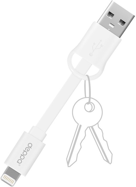Дата-кабель Deppa USB - Lightning, 0,09 м, белый