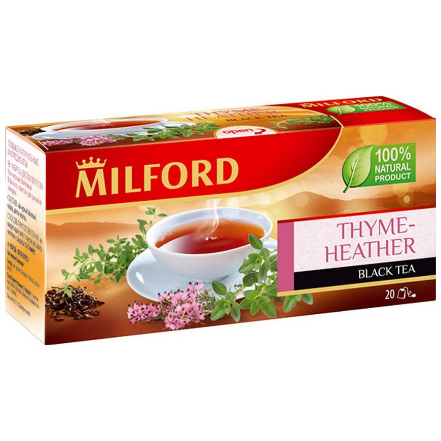 фото Чай черный milford thyme-heather, с добавками, 20 пакетиков