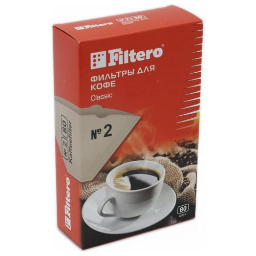 Фильтр Filtero №2 80 шт фильтры для кофе для кофеварок капельного типа filtero 2 коричневый упак 80шт