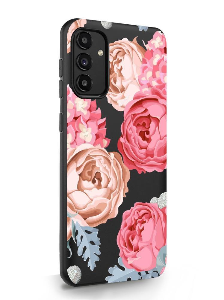 

Чехол MustHaveCase для Samsung Galaxy A13 Пионы черный, Samsung Galaxy A13 Пионы