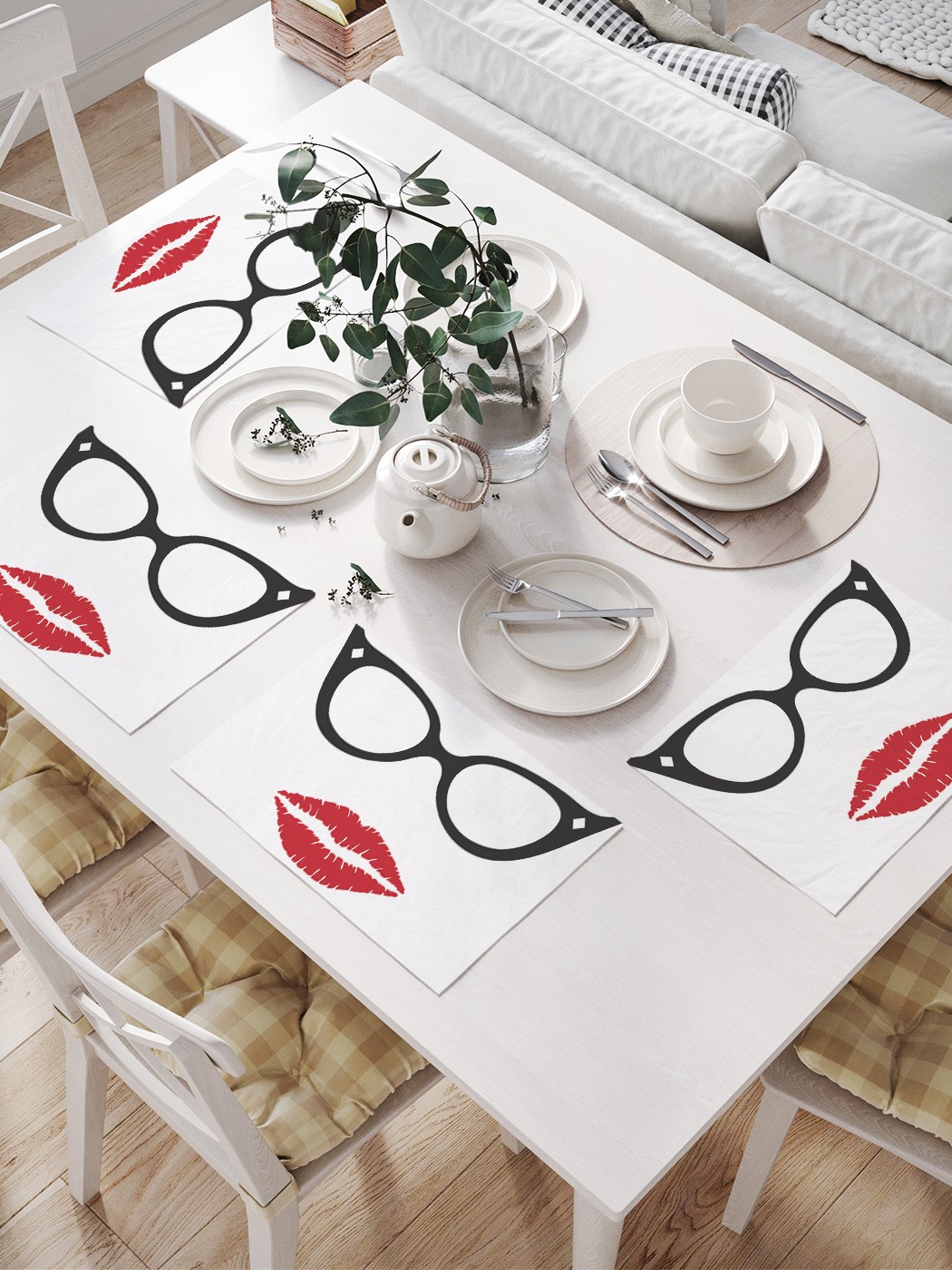 фото Комплект салфеток joyarty "очки красотки" для сервировки стола (32х46 см, 4 шт.)