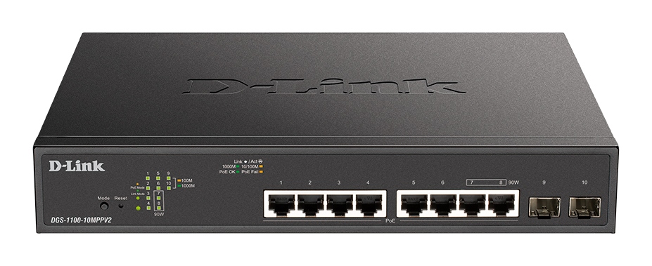 

Коммутатор D-Link SMB DGS-1100-10MPPV2 DGS-1100-10MPPV2/A3A черный, DGS-1100-10MPPV2