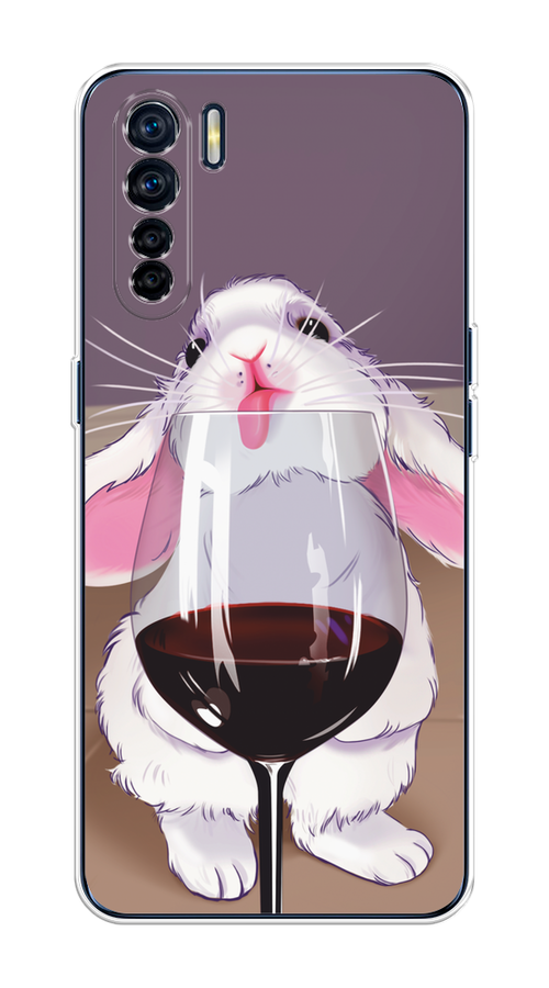 

Чехол на Oppo A91/Reno 3 "Кролик с бокалом", Белый;розовый;красный, 252450-1