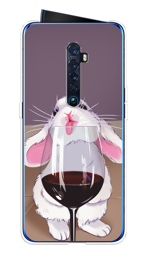 

Чехол на Oppo Reno 2 "Кролик с бокалом", Белый;розовый;красный, 253550-1