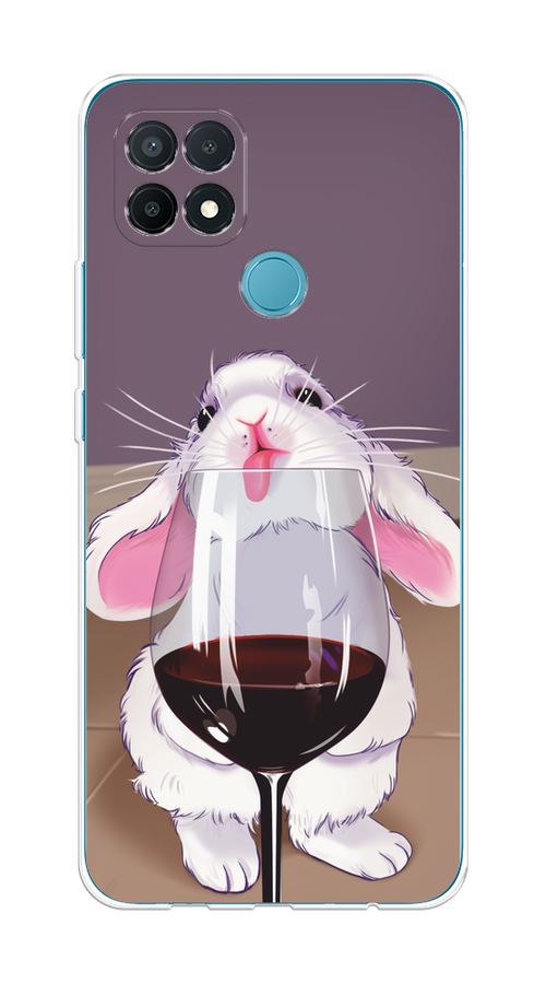 

Чехол на Oppo A15/A15s "Кролик с бокалом", Белый;розовый;красный, 254750-1
