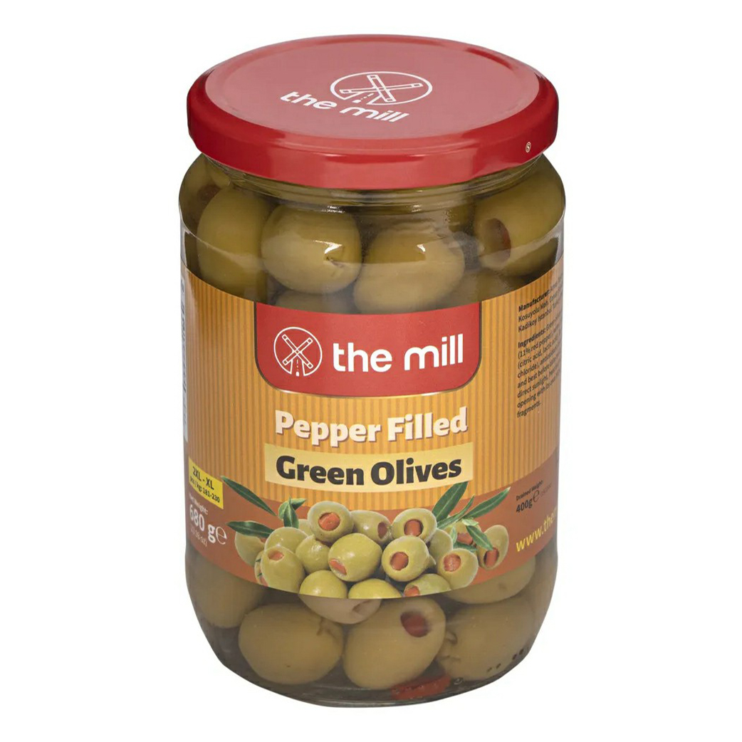 

Оливки The Mill фаршированные красным перцем 680 г