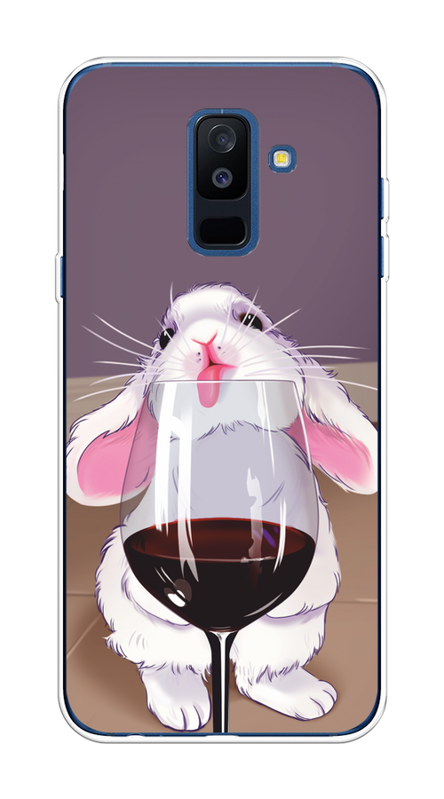

Чехол на Samsung Galaxy A6 Plus "Кролик с бокалом", Белый;розовый;красный, 26050-1
