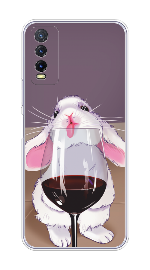 

Чехол на Vivo Y20 "Кролик с бокалом", Белый;розовый;красный, 263650-1