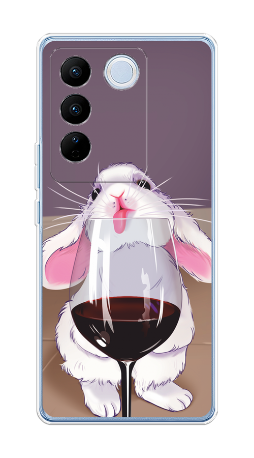 

Чехол на Vivo V27/V27 Pro "Кролик с бокалом", Белый;розовый;красный, 268450-1