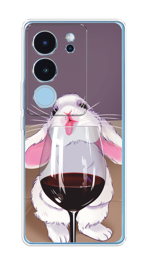 

Чехол на Vivo V29 5G "Кролик с бокалом", Белый;розовый;красный, 269350-1