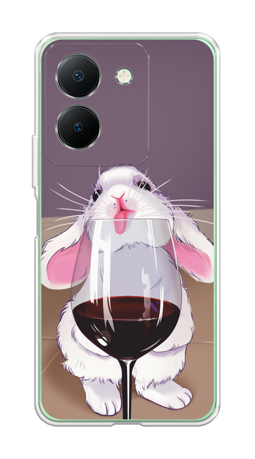 

Чехол на Vivo Y27S "Кролик с бокалом", Белый;розовый;красный, 269750-1