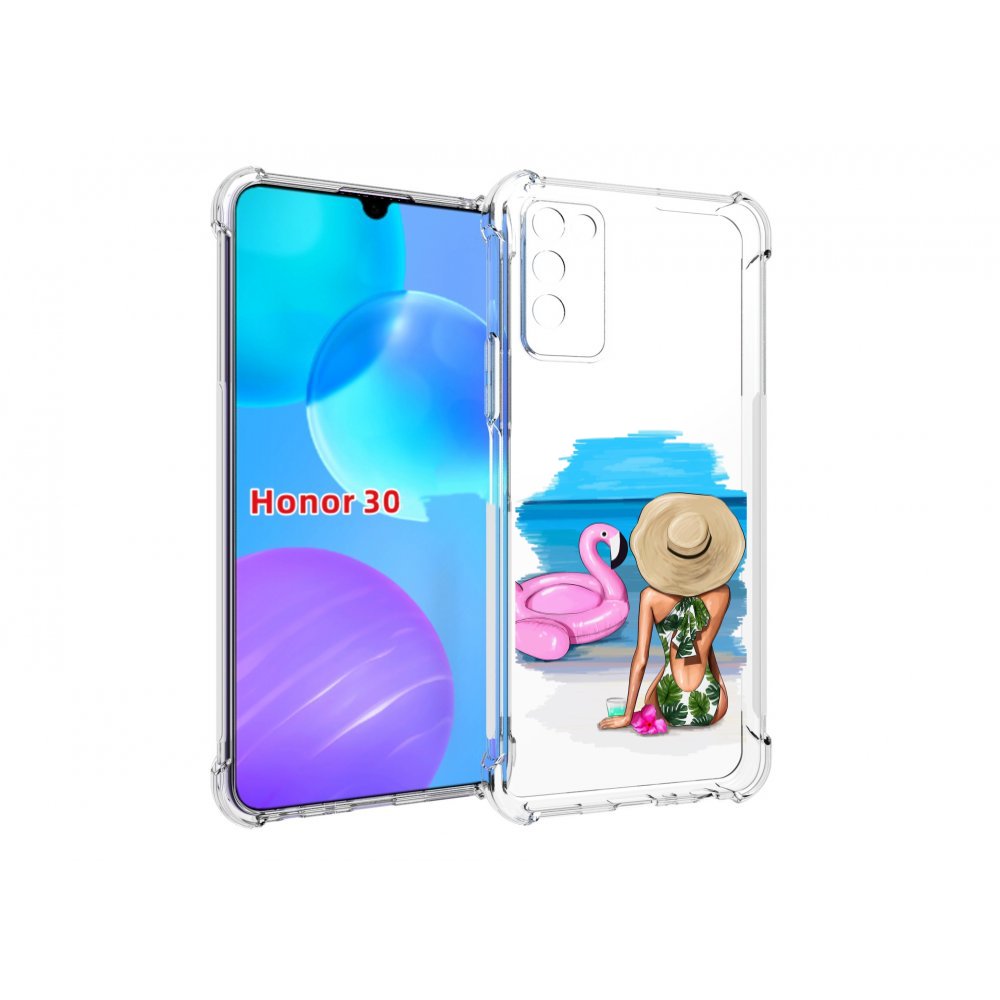 

Чехол MyPads Девушка-и-фламинго женский для Huawei Honor 30 Lite, Tocco