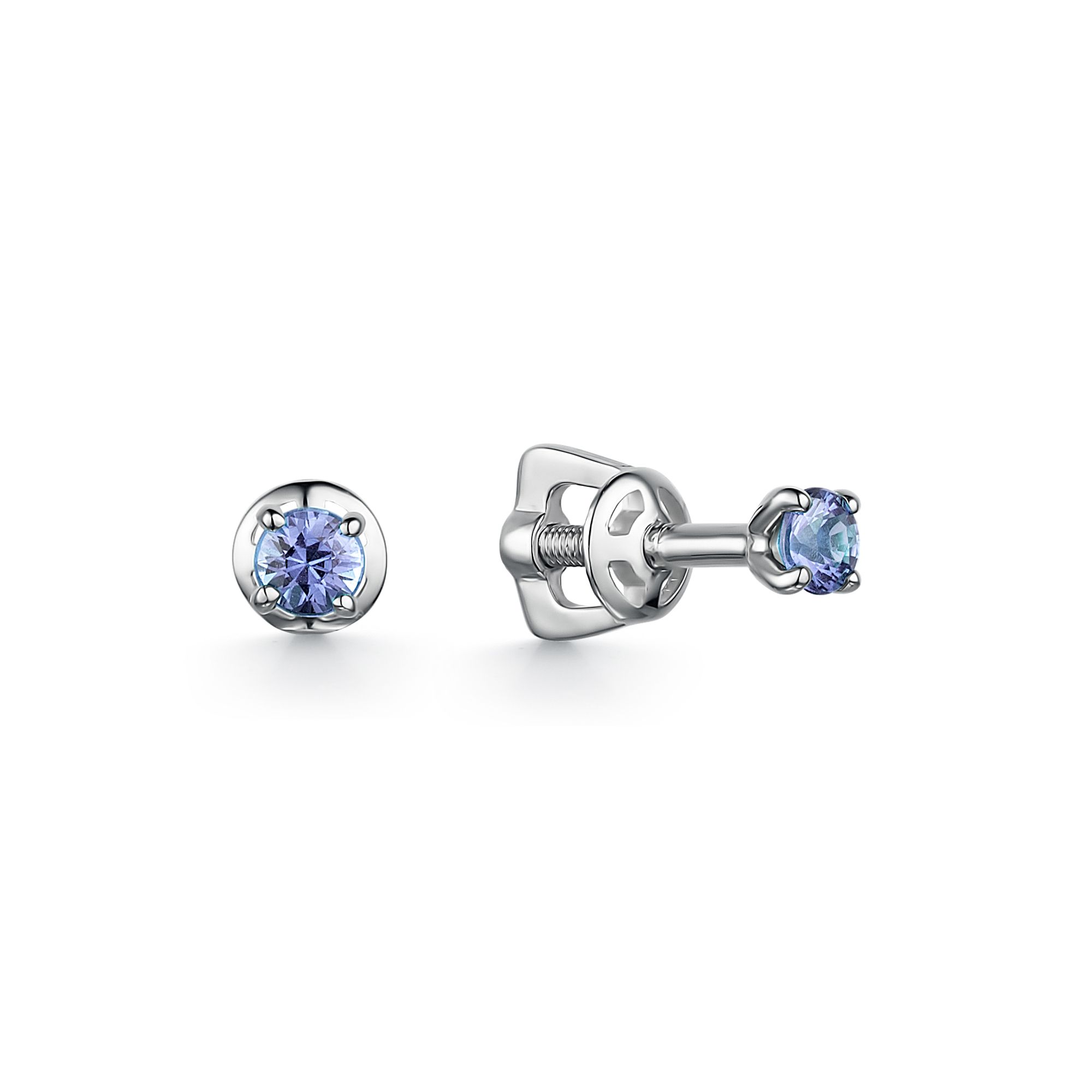 

Серьги-пусеты из белого золота с танзанитом АЛЬКОР 2309-204, 2309-204