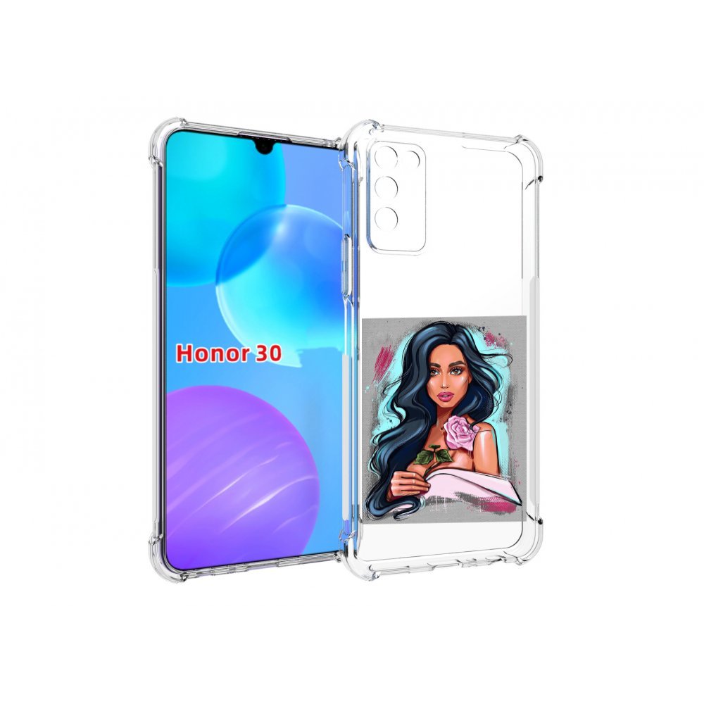 

Чехол MyPads Девушка-с-розовой-розочкой женский для Huawei Honor 30 Lite, Tocco