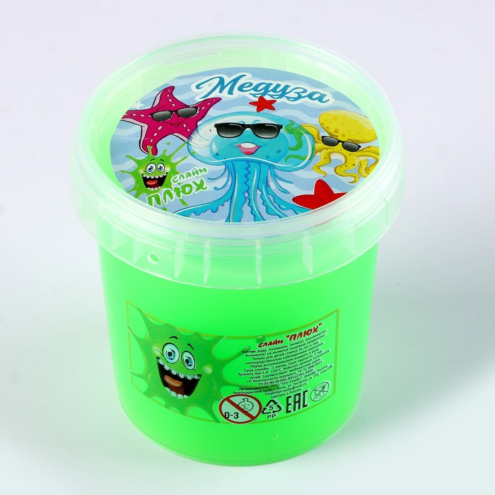 Слайм Слизь Плюх. Медуза светящаяся, зеленая, 120 г