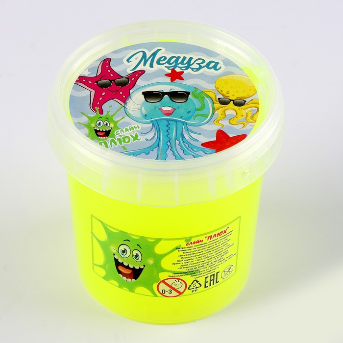 Слайм Слизь Плюх. Медуза светящаяся, желтая, 120 г