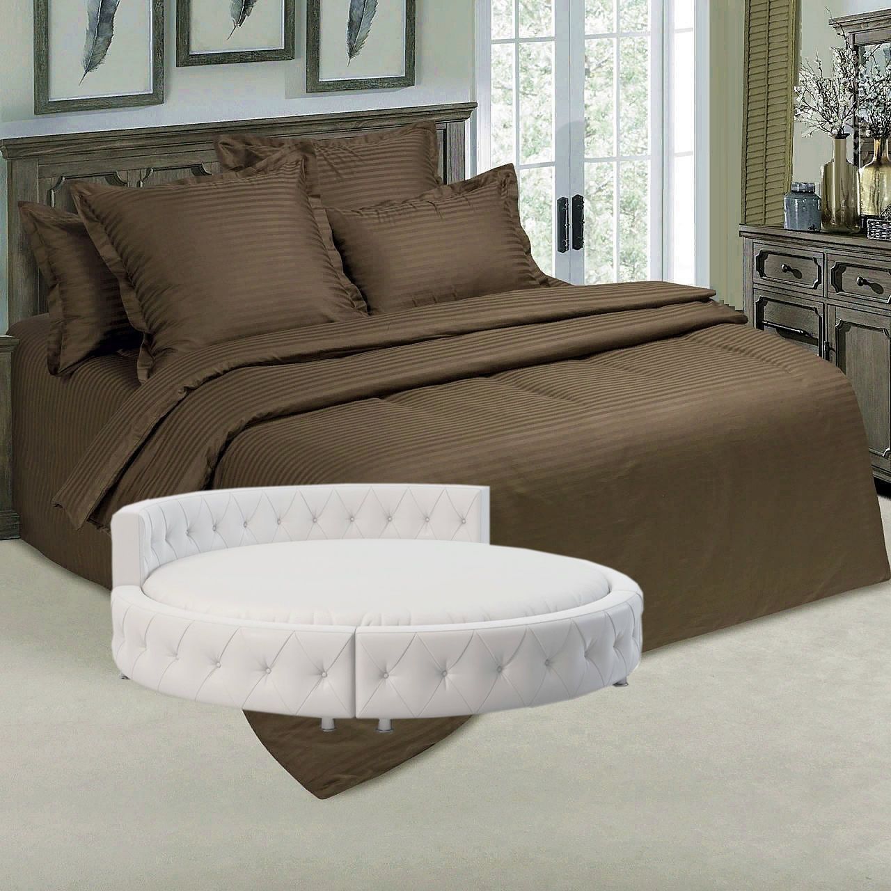 

Простыня Maktex круглая из страйп-сатина на резинке 220x220x20 Папирус темный 1х1, круглая из страйп сатина на резинке 140 - Асфальт 1х1