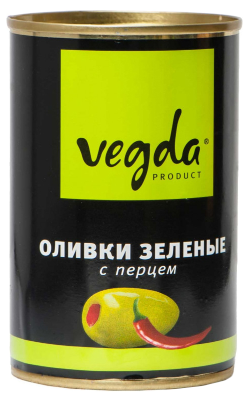 фото Оливки vegda product зеленые с перцем 300 г