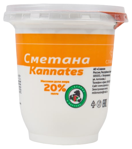 

Сметана Славмо Kannates 20% БЗМЖ 330 г