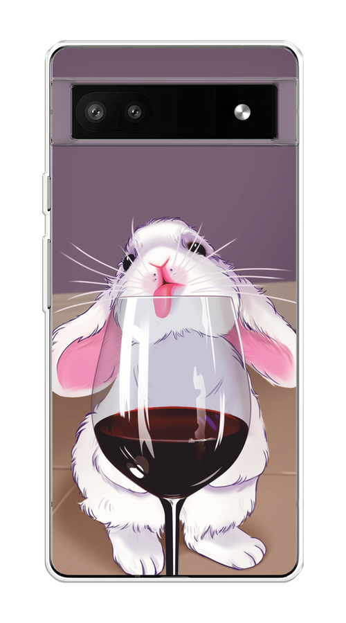 

Чехол на Google Pixel 6A "Кролик с бокалом", Белый;розовый;красный, 271150-1