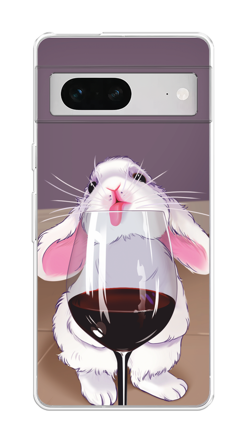 

Чехол на Google Pixel 7 "Кролик с бокалом", Белый;розовый;красный, 271250-1
