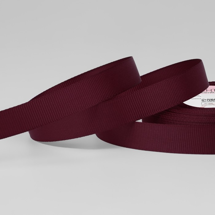

Лента репсовая, 15 мм, 23 ± 1 м, цвет винный №80, Бордовый