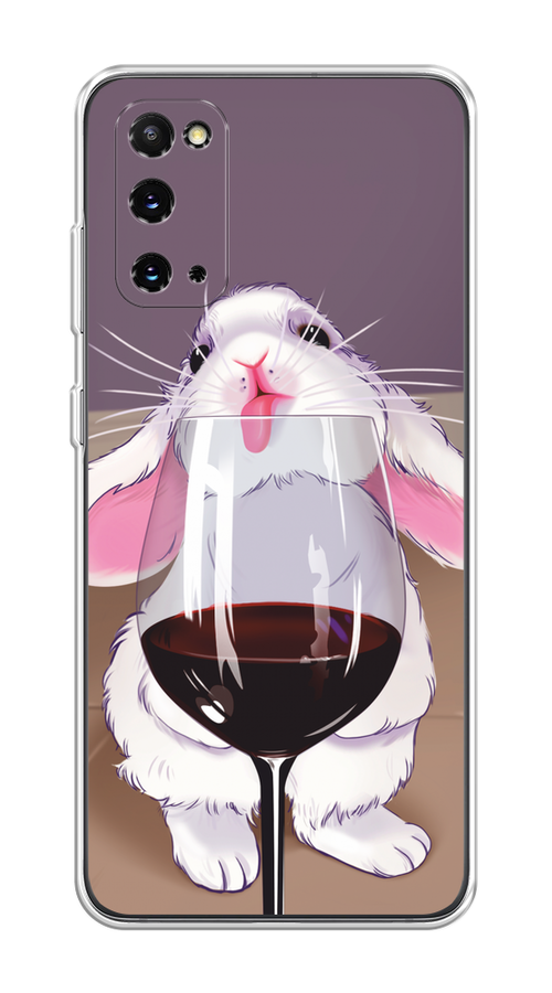 

Чехол на Samsung Galaxy S20 "Кролик с бокалом", Белый;розовый;красный, 29250-1