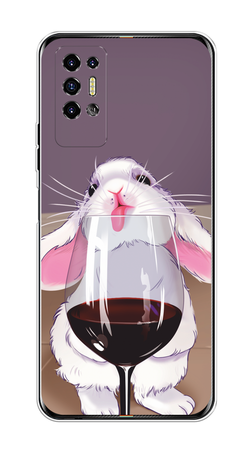 

Чехол на Tecno Pova 2 "Кролик с бокалом", Белый;розовый;красный, 300550-1