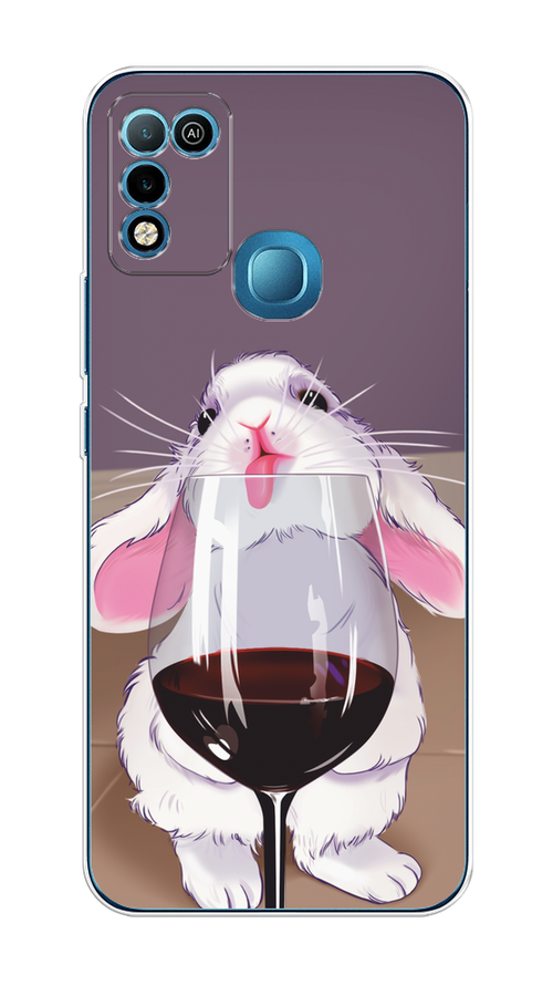 

Чехол на Infinix Hot 10 Play/Hot 11 Play "Кролик с бокалом", Белый;розовый;красный, 3100850-1