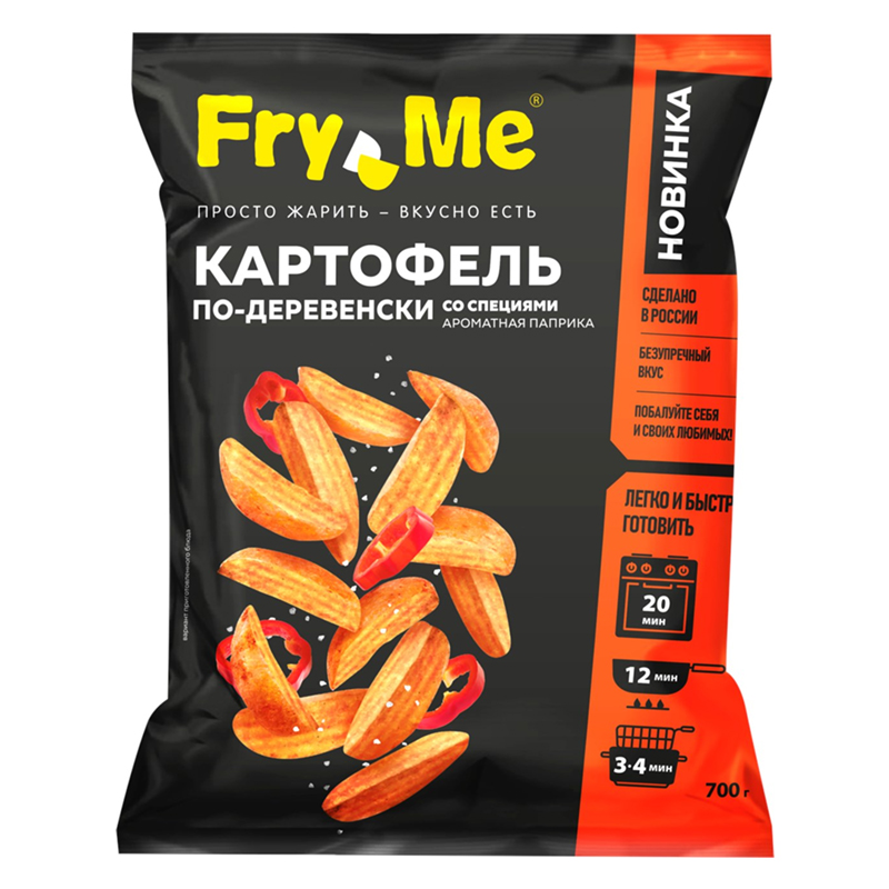 Картофель Fry Me по-деревенски резаный со специями замороженный 700 г