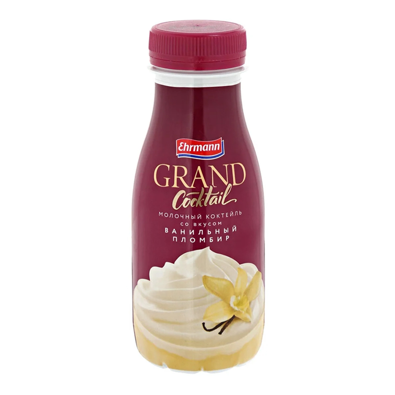 Молочный коктейль Grand Cocktail Ванильный пломбир 4% БЗМЖ 260 мл