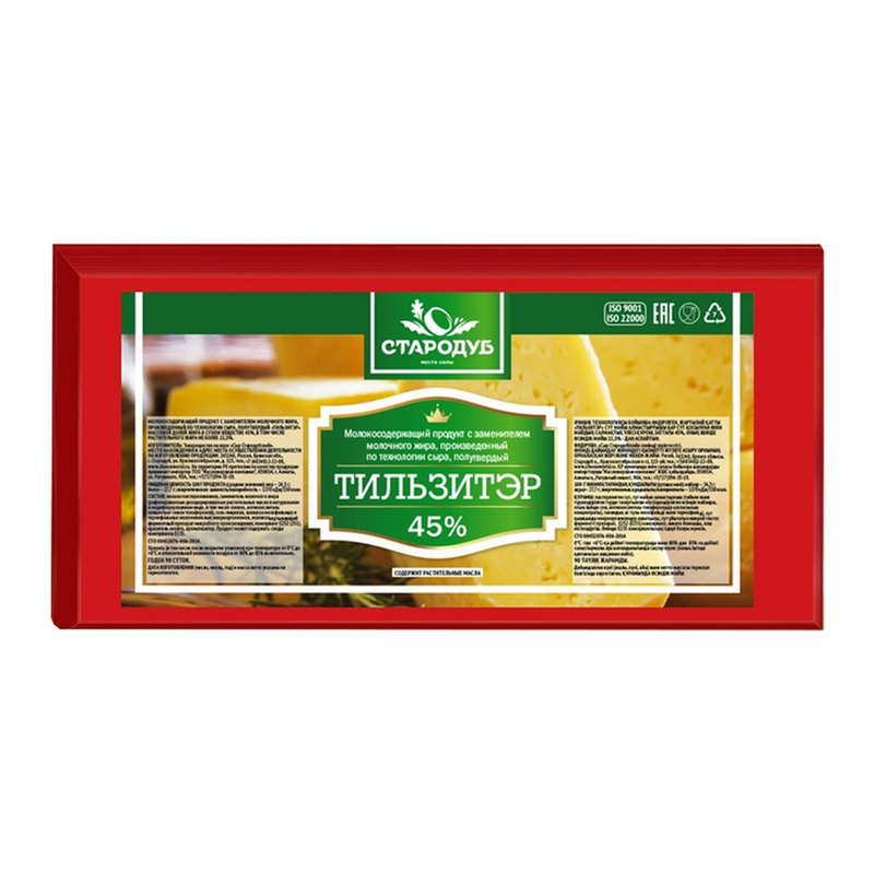 Продукт сырный Стародуб Тильзитер 45% СЗМЖ +-5,2 кг