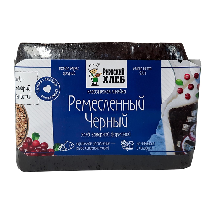 

Хлеб Рижский Хлеб Ремесленный черный заварной ржано-пшеничный бездрожжевой 300 г